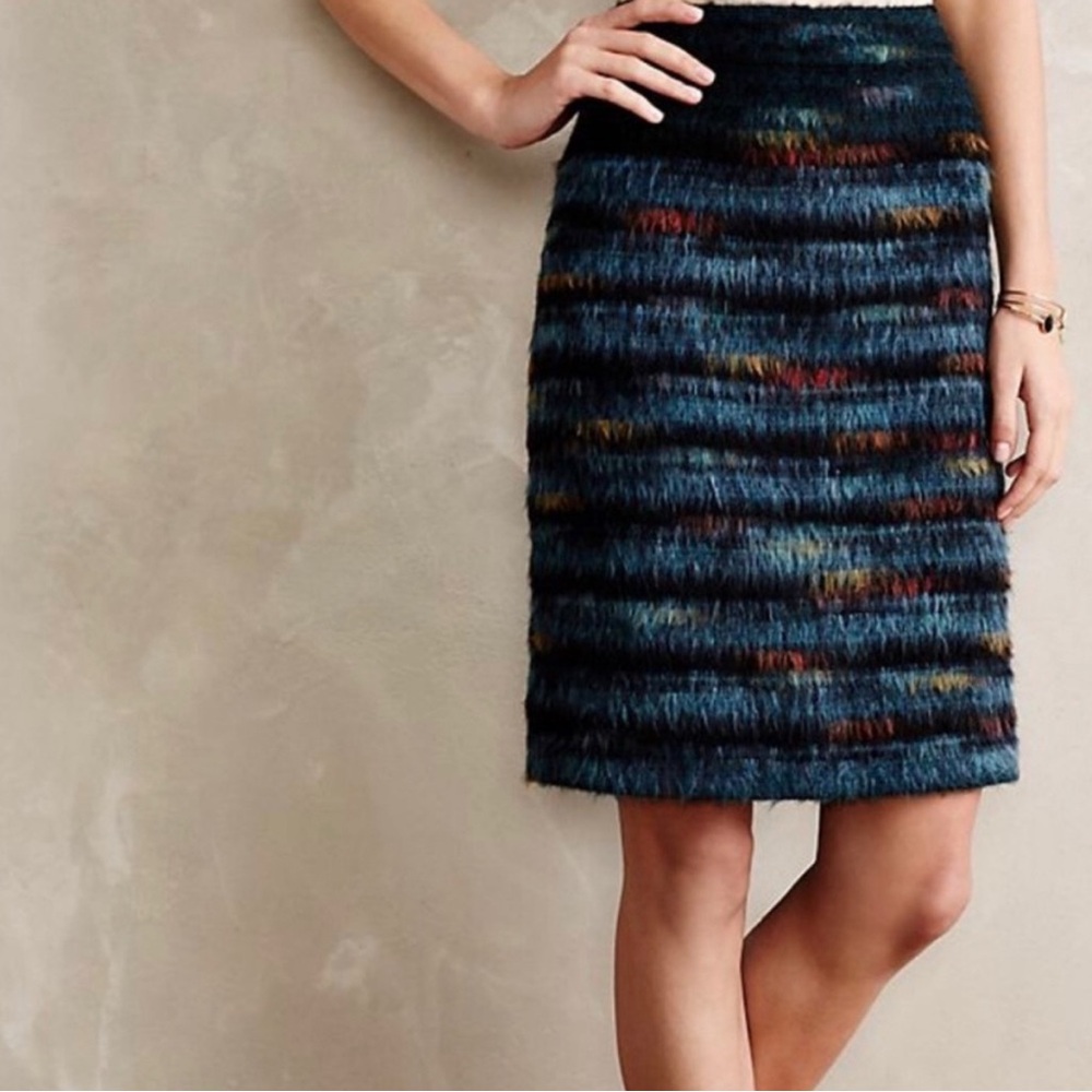 Anthropologie Maeve Feathered Wool Pencil Skirt size 6 - Picture 2 of 7